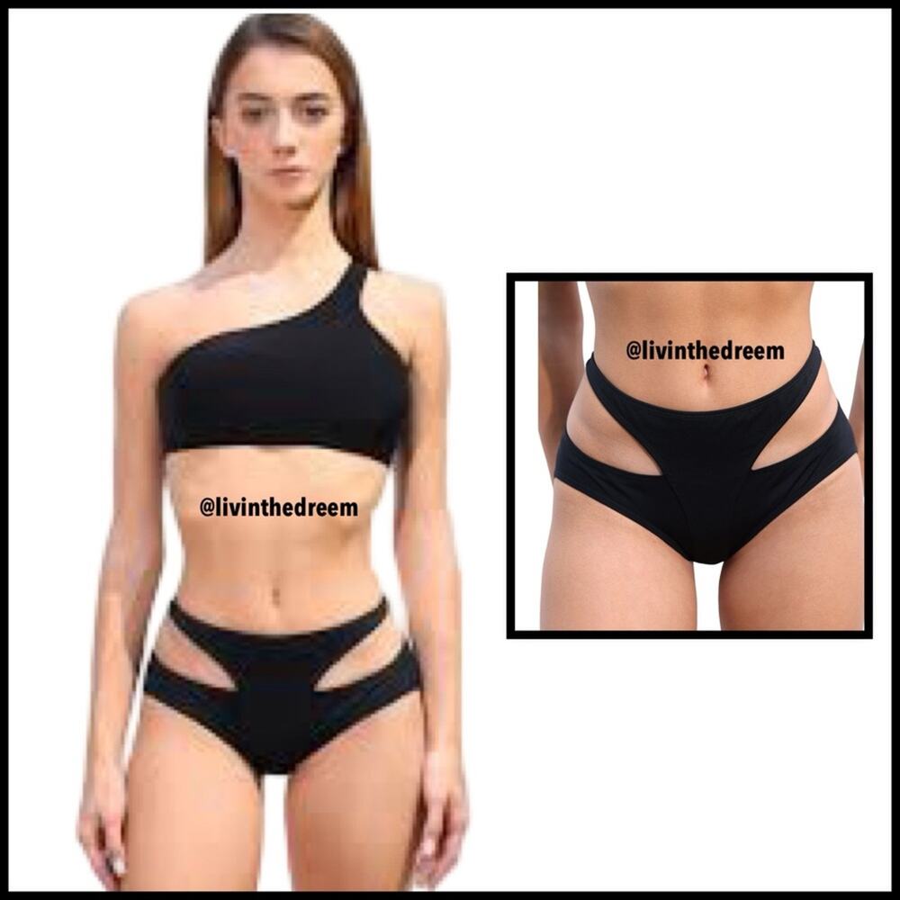 Windsor Black Strappy Bikini Bottoms SZ L $19